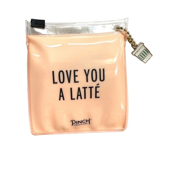 🔴 5 for $10 LOVE YOU A LATTE Pinch Provisions Mini Pouch Cup Holder Stirrers - Picture 1 of 4